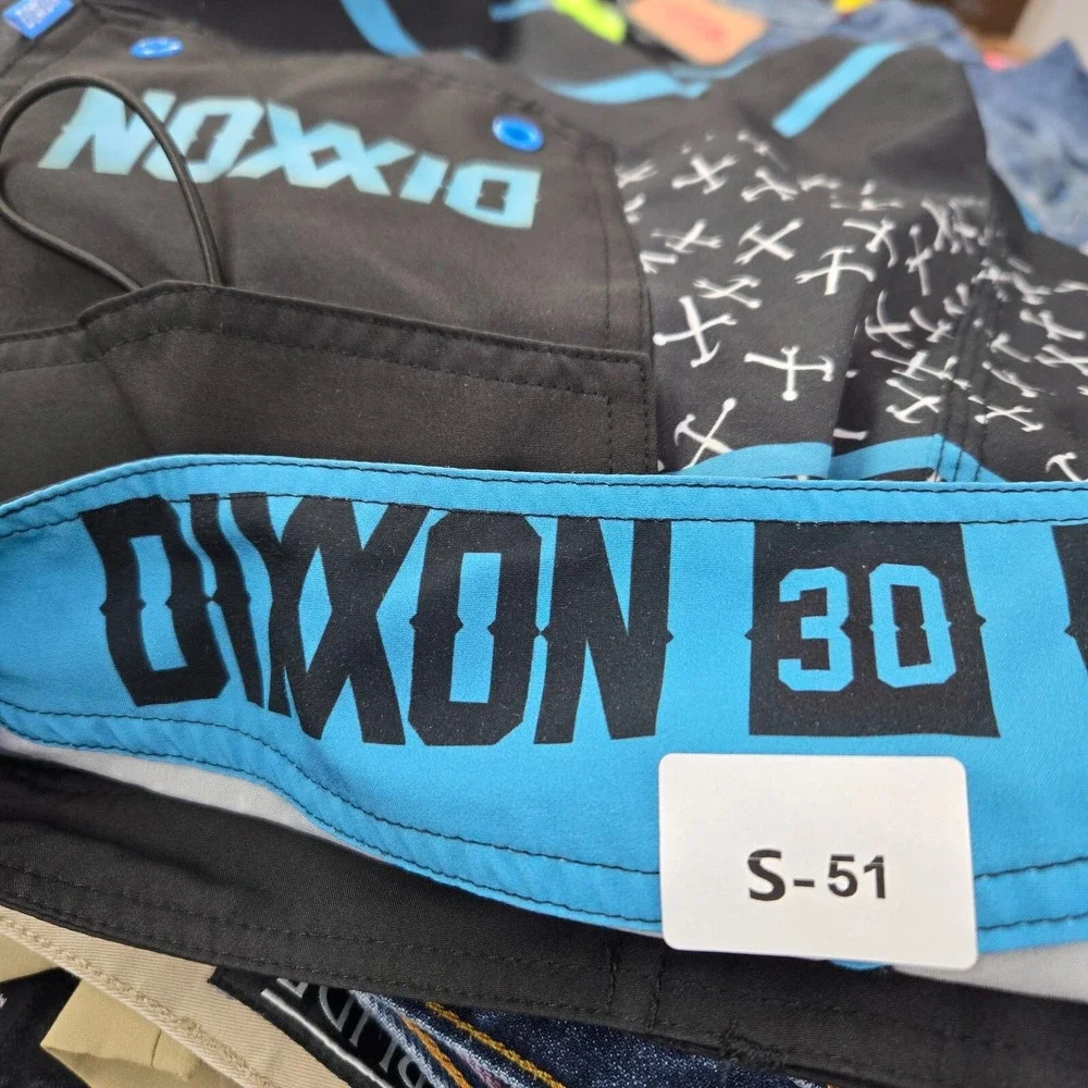 Dixxon Men Swimwear 30 Blue Striped‎ Board Shorts Logo Graphic Cargo Pocket
